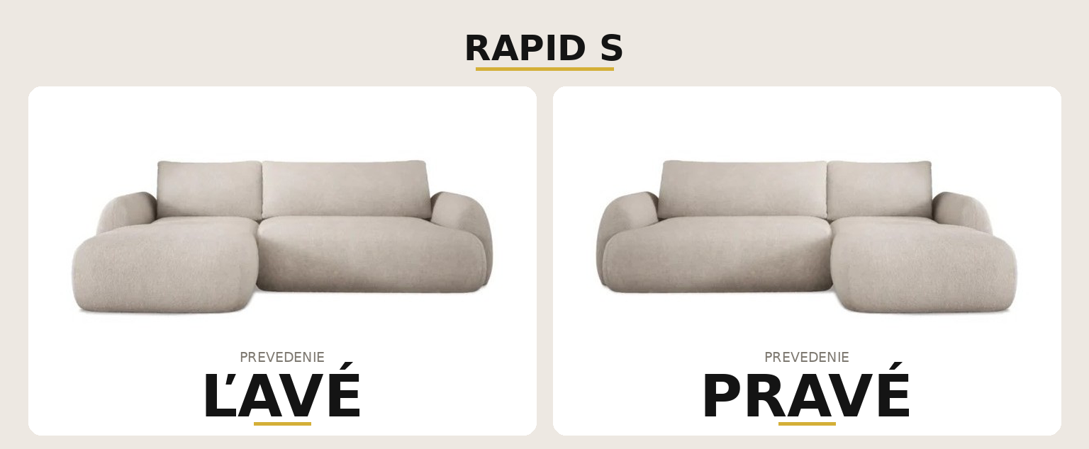 Sedacia súprava RAPID S – ľavé a pravé prevedenie